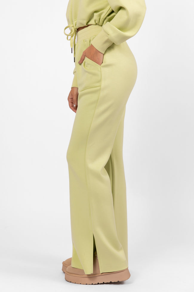 Only One Lime Wide Leg Pull On Pants for Women - Comfortable Elastic Waist Lounge Pants - Perfect for Yoga, Home Wear & Casual Outfits