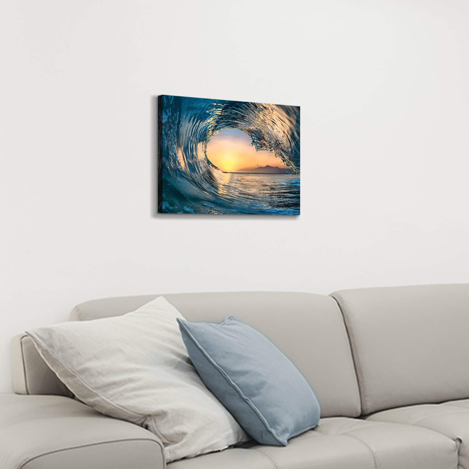 Ocean Wave Wall Art - Tropical Sunset Seascape Canvas Print for Home & Office Decor (16x12 Inches, Single Panel) - Perfect for Living Room, Bedroom or Beach House Interior Design