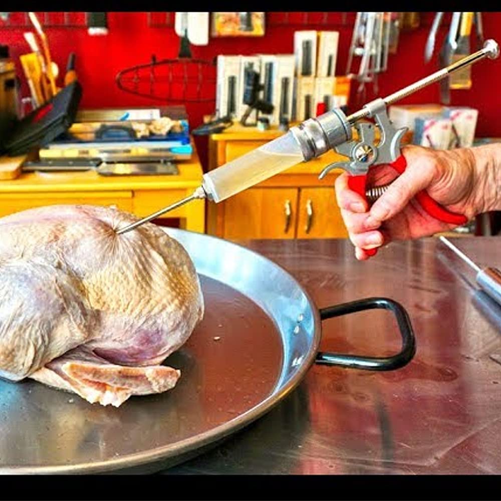 Premium Magnum Meat Injector Gun with 4 Stainless Steel Needles - BBQ Marinade Injector for Smoked Meats, Pork Butt, Beef Brisket & Turkey - Professional Food Flavor Injection Syringe - Made in USA - Perfect for Grilling, Smoking & Home Cooking