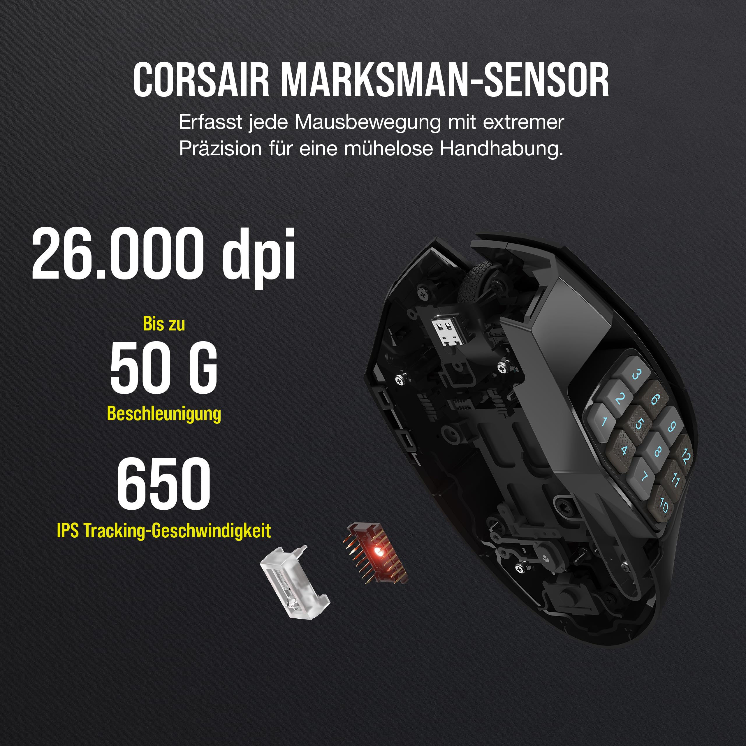 CORSAIR SCIMITAR ELITE WIRELESS MMO Gaming Mouse - 26,000 DPI Optical Sensor - 16 Programmable Buttons - Up to 150 Hours Battery Life - iCUE Software Compatible - RGB Lighting - Ergonomic Design for PC, PS5, PS4, Xbox - Black | Perfect for MMORPG, FPS, and Long Gaming Sessions