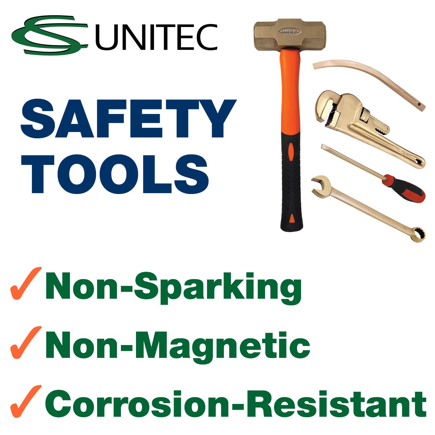 C.S. Unitec 25mm Non-Sparking Aluminum Bronze Spackle Putty Knife - Drywall Scraper & Hand Tool for Painting, Patching & Home Renovation (EX408-25A) | Perfect for DIY Projects, Wall Repair & Professional Construction Work