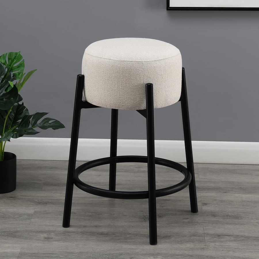 Leah White Counter Stools (Set of 2) - Modern Bar Stools for Kitchen Island, Breakfast Nook & Home Decor - Adjustable Height & Comfortable Seating