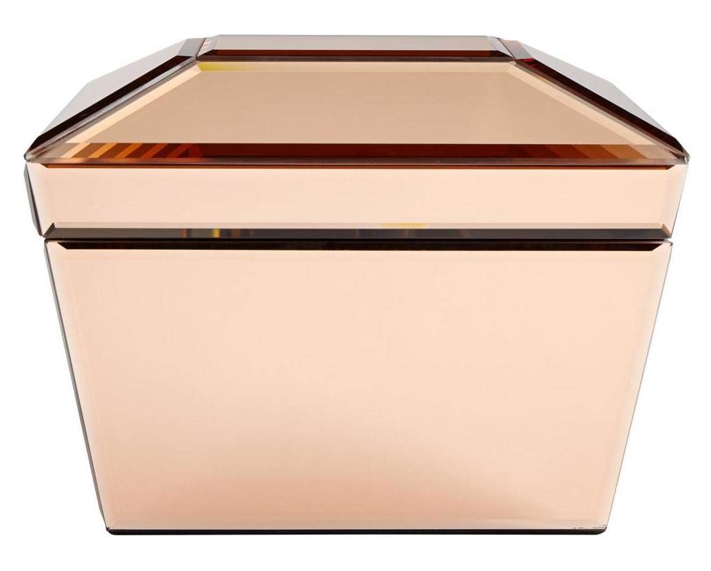 Premium 6.5 Inch Copper Ace Wood & Glass Decorative Container - Elegant Storage for Bathroom Essentials, Kitchen Spices, or Office Supplies - Perfect for Home Decor and Organization
