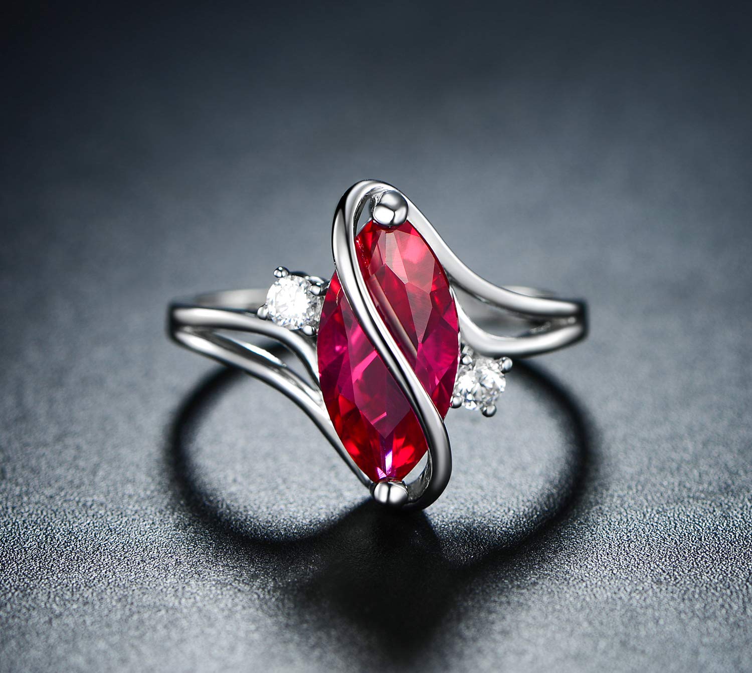 Barzel Rose Gold & White Gold Plated Ruby, Opal & Cubic Zirconia Accent Ring for Women | Elegant Jewelry Gift for Anniversary, Valentine's Day & Special Occasions