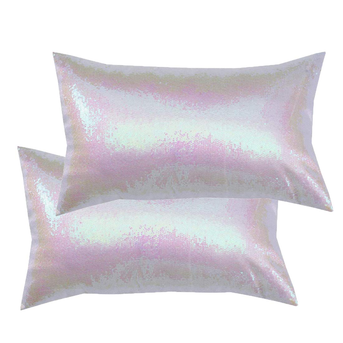 Poise3EHome 12x20 Inches Sequin Decorative Pillow Covers - Set of 2 Iridescent Throw Pillow Covers for Couch, Bed, Living Room & Christmas Decor - Elegant Home Decor Accents for Sofa, Bedroom & Holiday Styling
