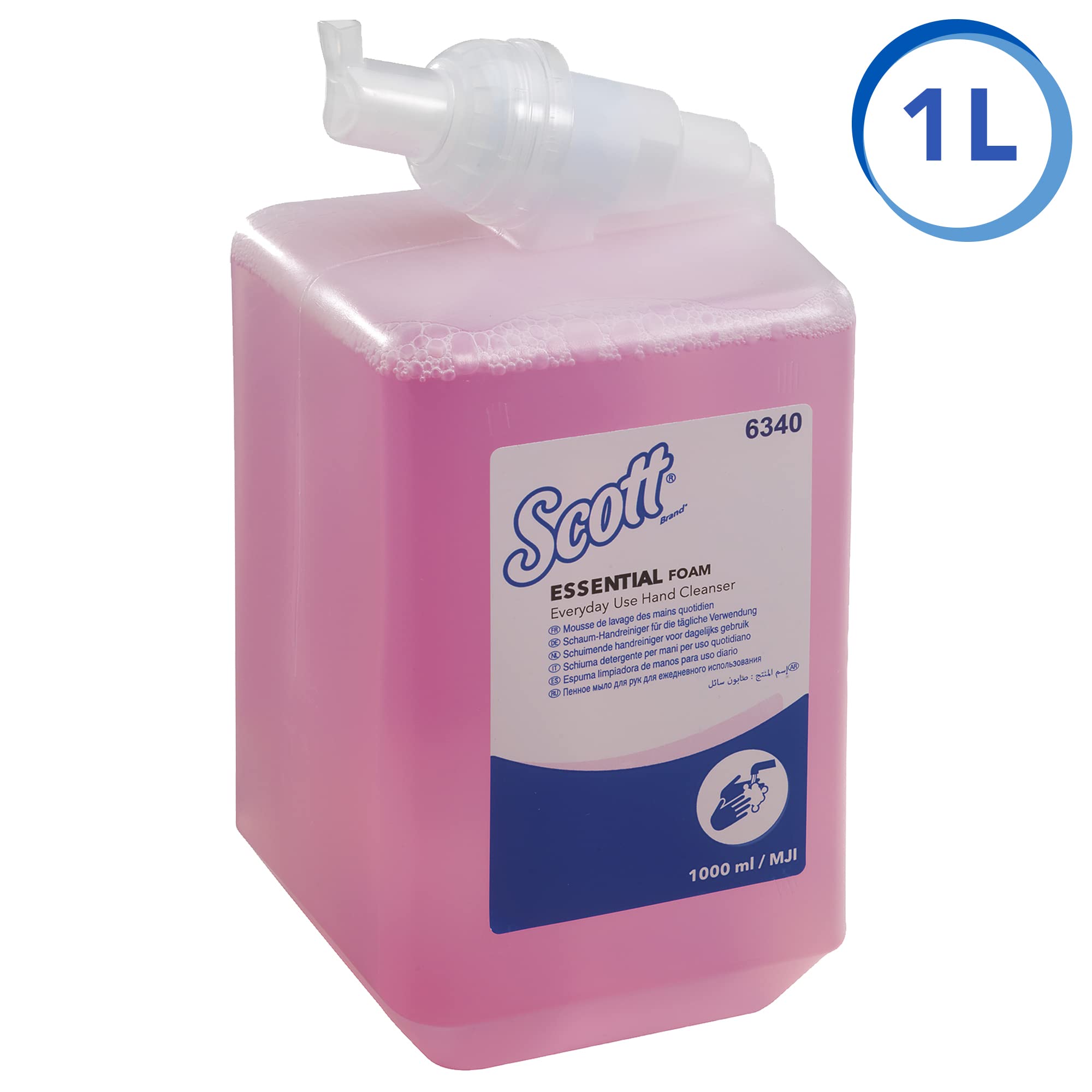 Scott Essential Foam Hand Wash 6340 Refill Pack - 6 x 1 Liter Scented Foaming Hand Soap Refills (Pink) with Kleenex Hand Soap 6331 - Bulk Liquid Hand Soap for Home, Office & Public Restrooms