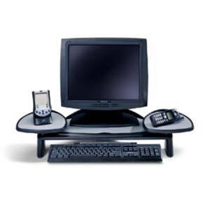 Premium Black Flat Panel Monitor Stand - Ergonomic Height Adjustable Desktop Riser for Home & Office Workspace