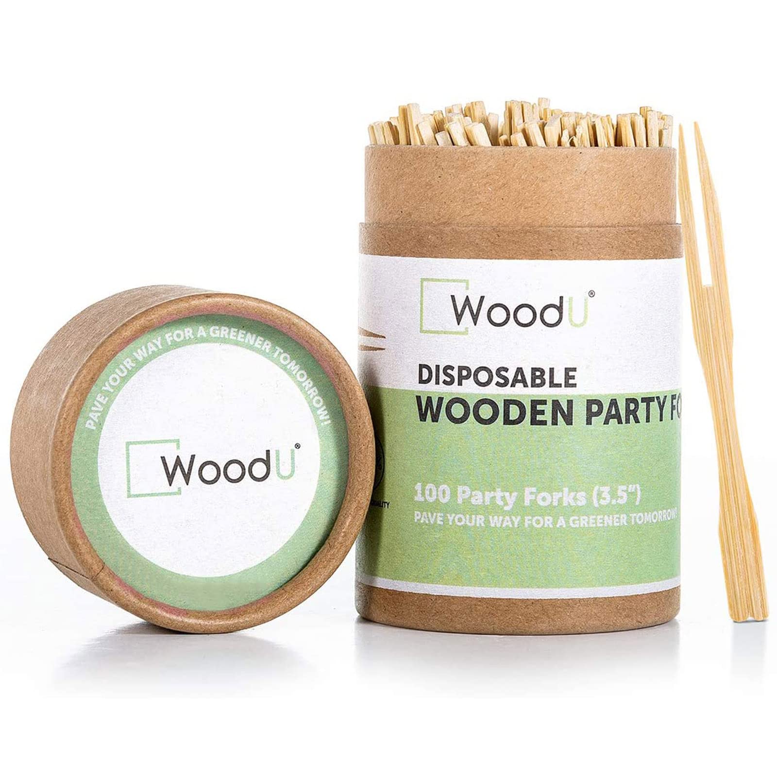 Eco-Friendly Disposable Bamboo Forks 3.5 Inch - Biodegradable Wooden Appetizer Forks - Double Prong Skewers for Fruit, Pastry, Dessert, Cocktail Tasting - Perfect for Parties, Buffets, Banquets & Catering Events (100-Pack) - Ideal for Wedding Receptions, Picnics & Office Gatherings