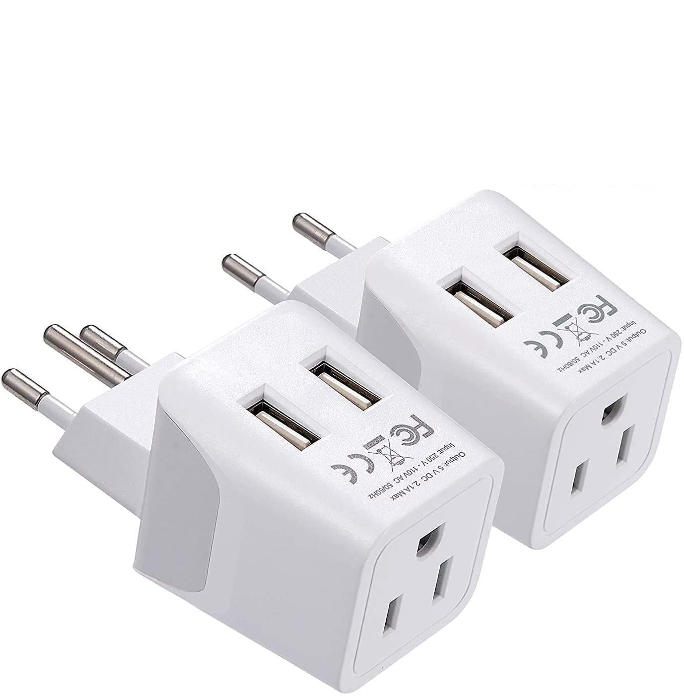 Ceptics Switzerland Travel Plug Adapter with 2 USB Ports & US Socket - Type J & Type C - Ultra Compact Design - Grounded Safety for Phones, Laptops, Cameras - Perfect for European Travel, Business Trips & Vacation Charging Needs