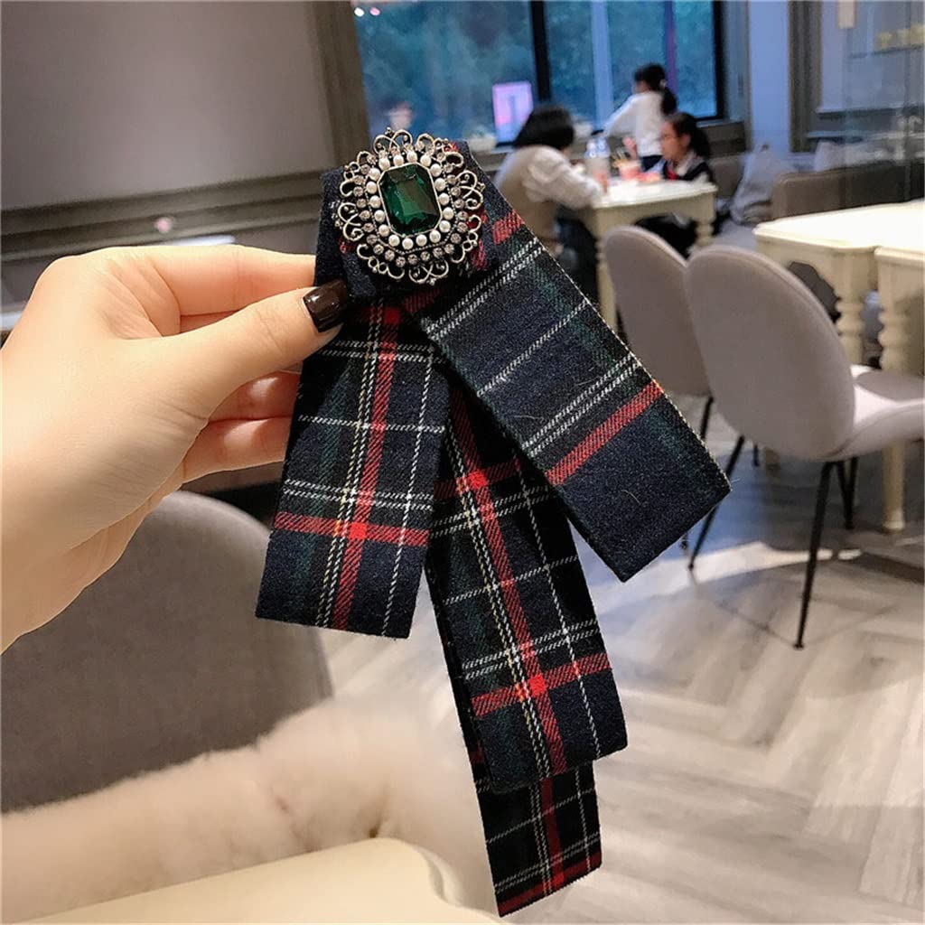 Elegant Lattice Crystal Bow Tie Brooch for Women - Korean Fashion Accessory for Dresses & Office Wear