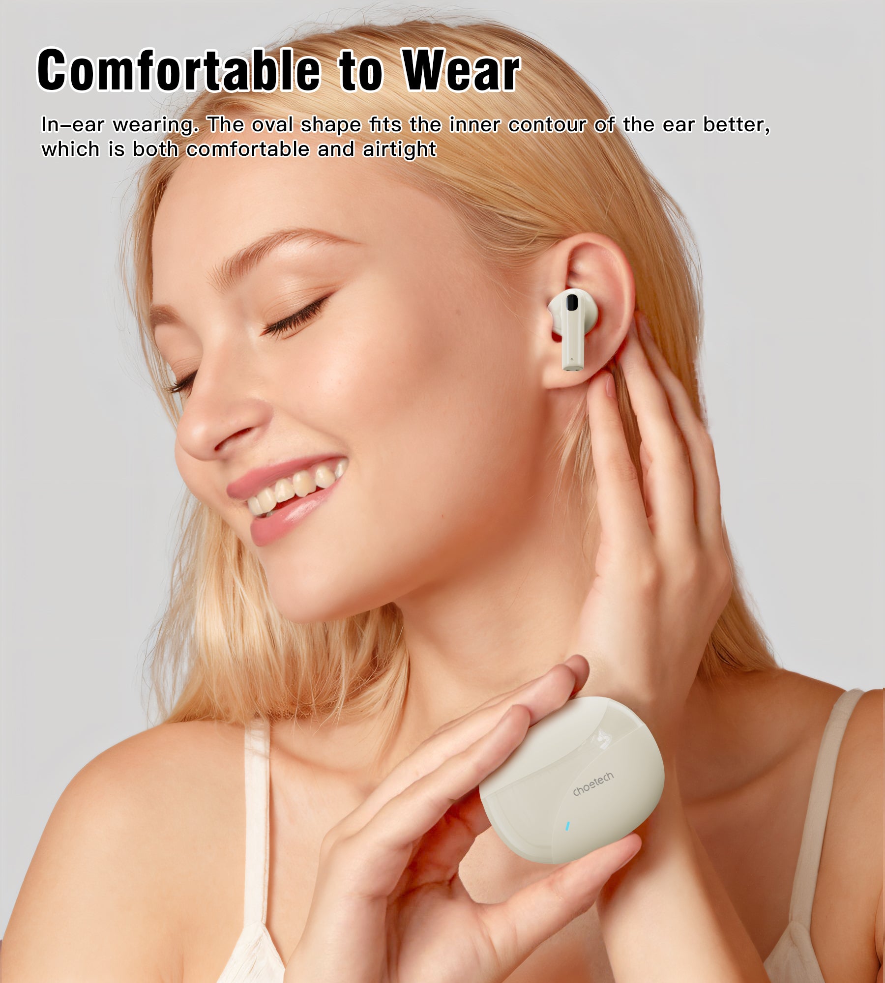 Choetech DNS Bluetooth 5.3 Mini TWS Earbuds - Wireless Stereo Earphones with Low Energy Chip for Gym, Running & Travel