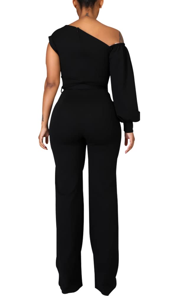 JTNFairy Women's Summer One Shoulder Wrap Jumpsuit - Stretchy High Waist Romper with Pockets | Casual Dressy Outfit for Beach, Party & Vacation