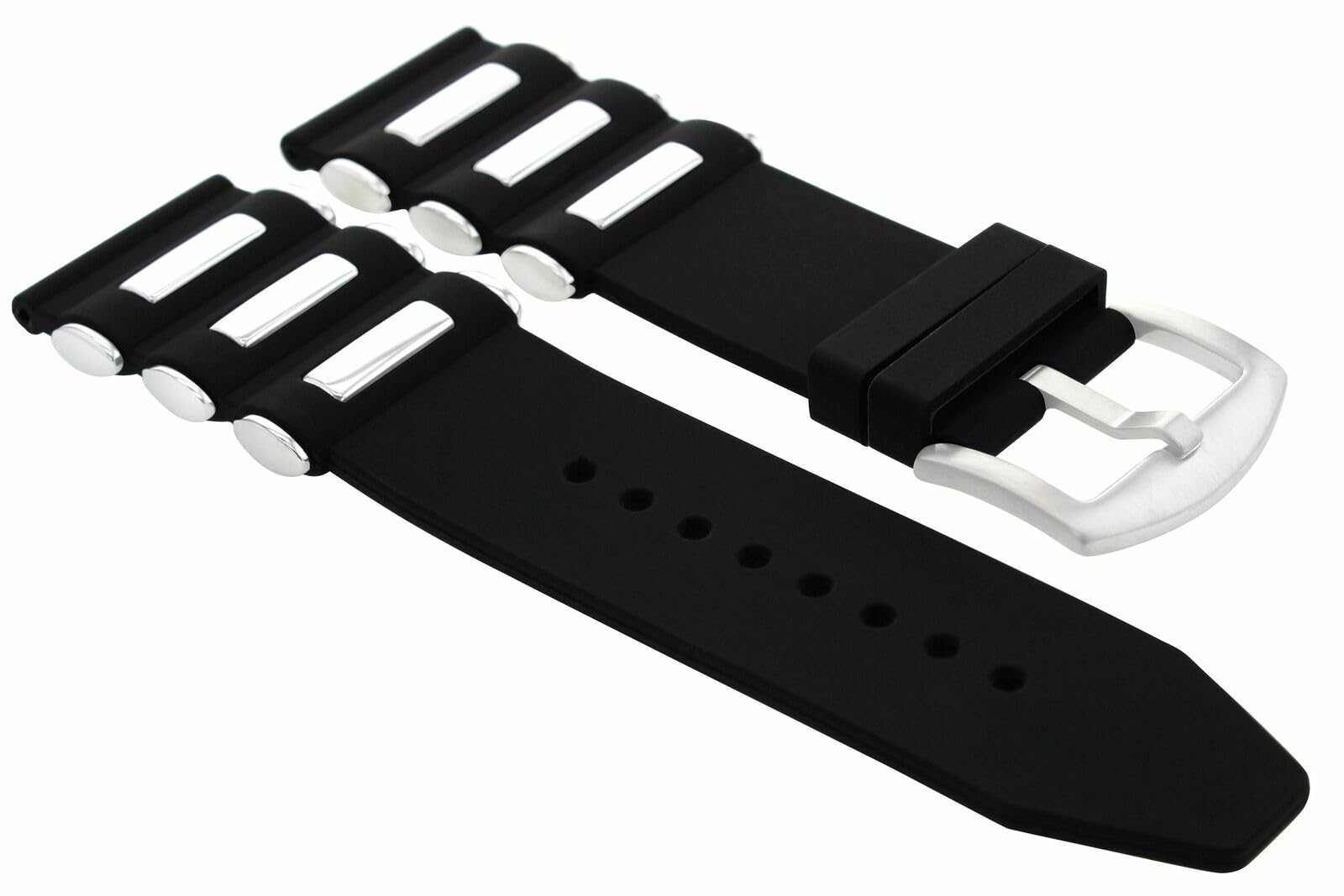 22mm Rubber Diver Watch Band Strap - Compatible with Montblanc Timewalker Stainless Steel Watch - Black Replacement Strap for Swimming, Diving & Outdoor Activities