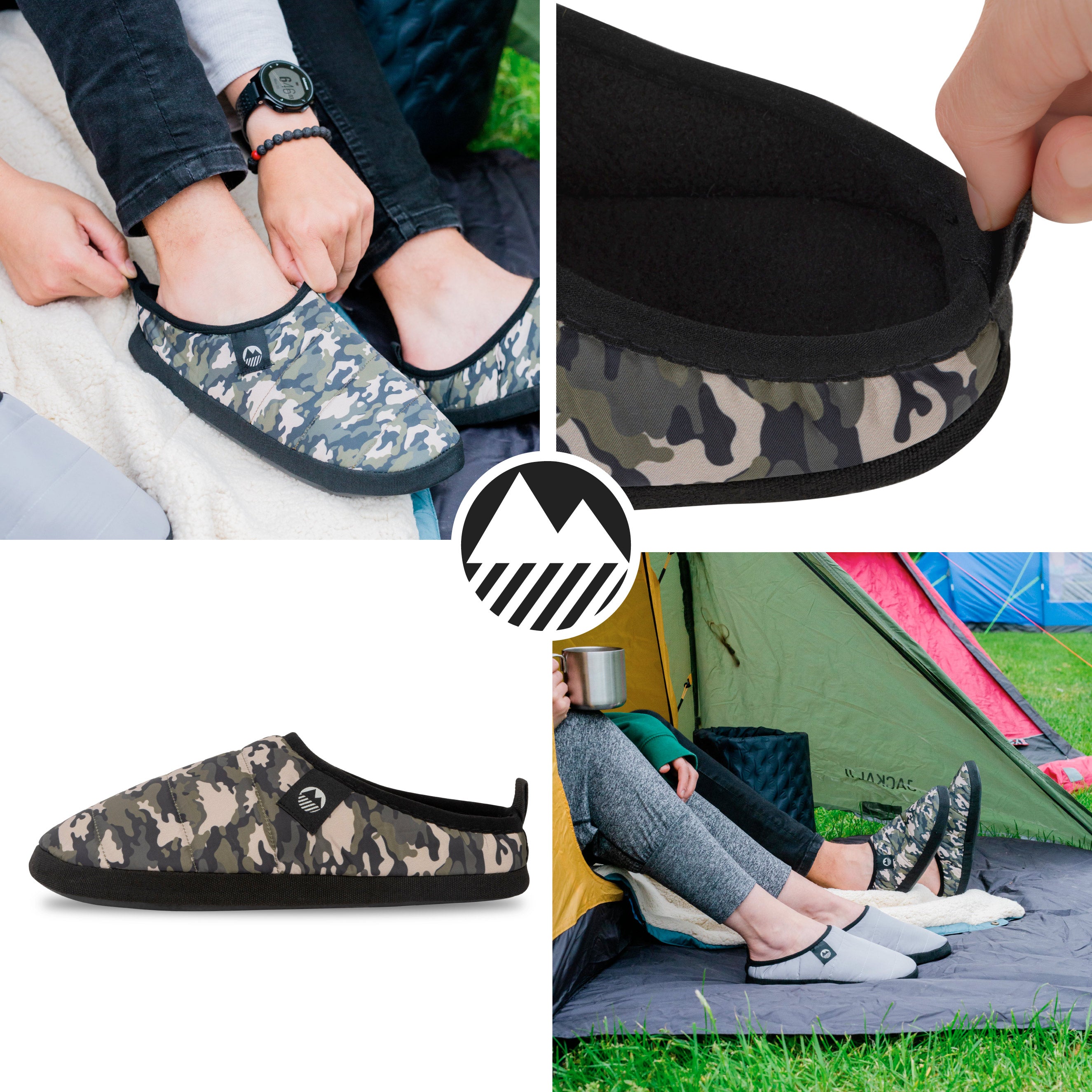 Men's Ultra Warm Tent Slippers - Cozy Winter Indoor/Outdoor House Shoes for Camping, Hiking & Home Comfort