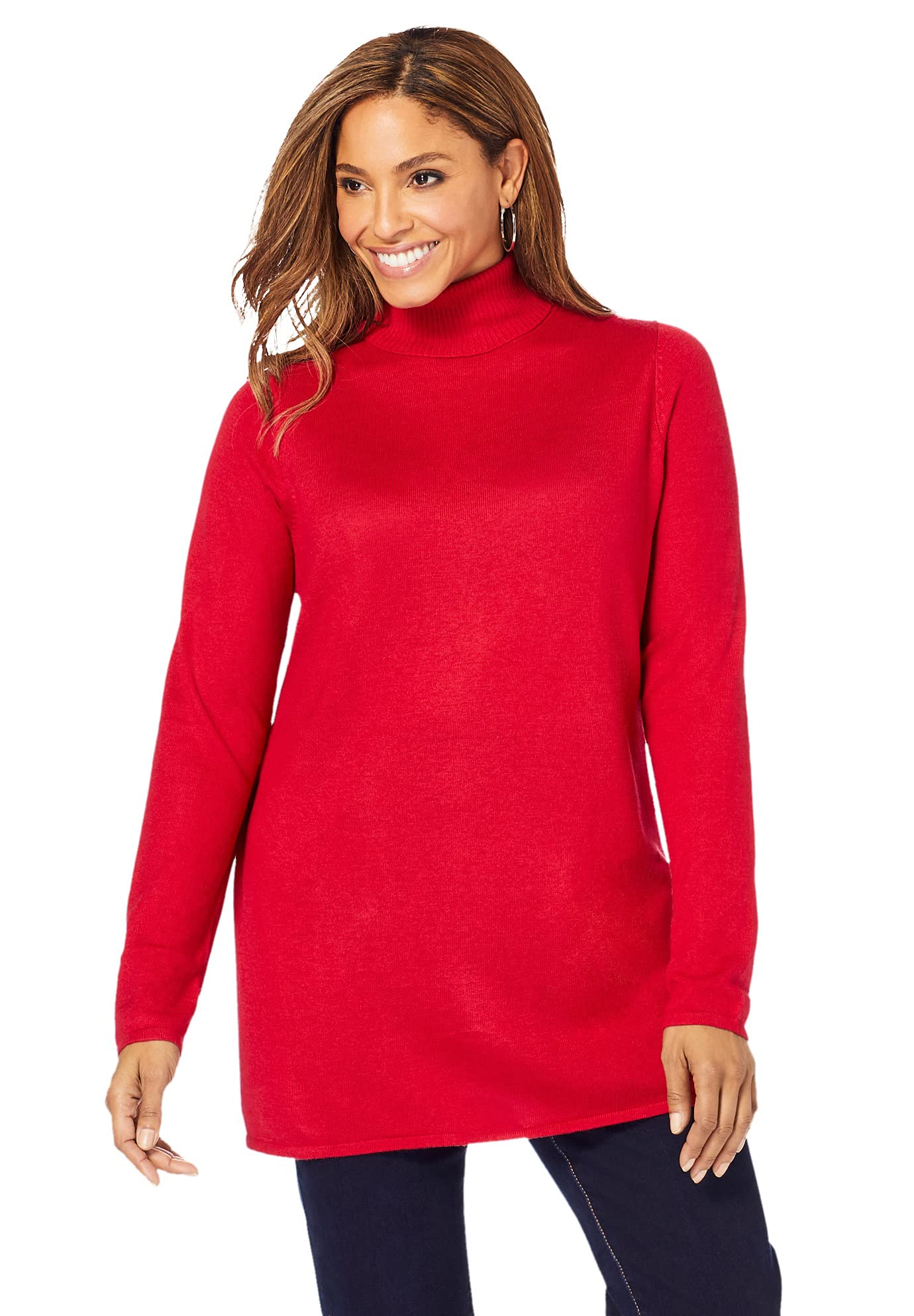 Jessica London Plus Size Cotton Cashmere Turtleneck Sweater for Women - Cozy Winter Wear