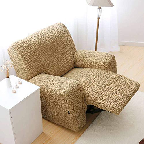 MO&SU 3-Seat Recliner Sofa Slipcover - High Elasticity Stretchable Non-Slip Furniture Protector for 1/2/3 Cushion Couches (150-200cm, Golden) - Perfect for Living Room, Home Theater & Massage Recliner Protection