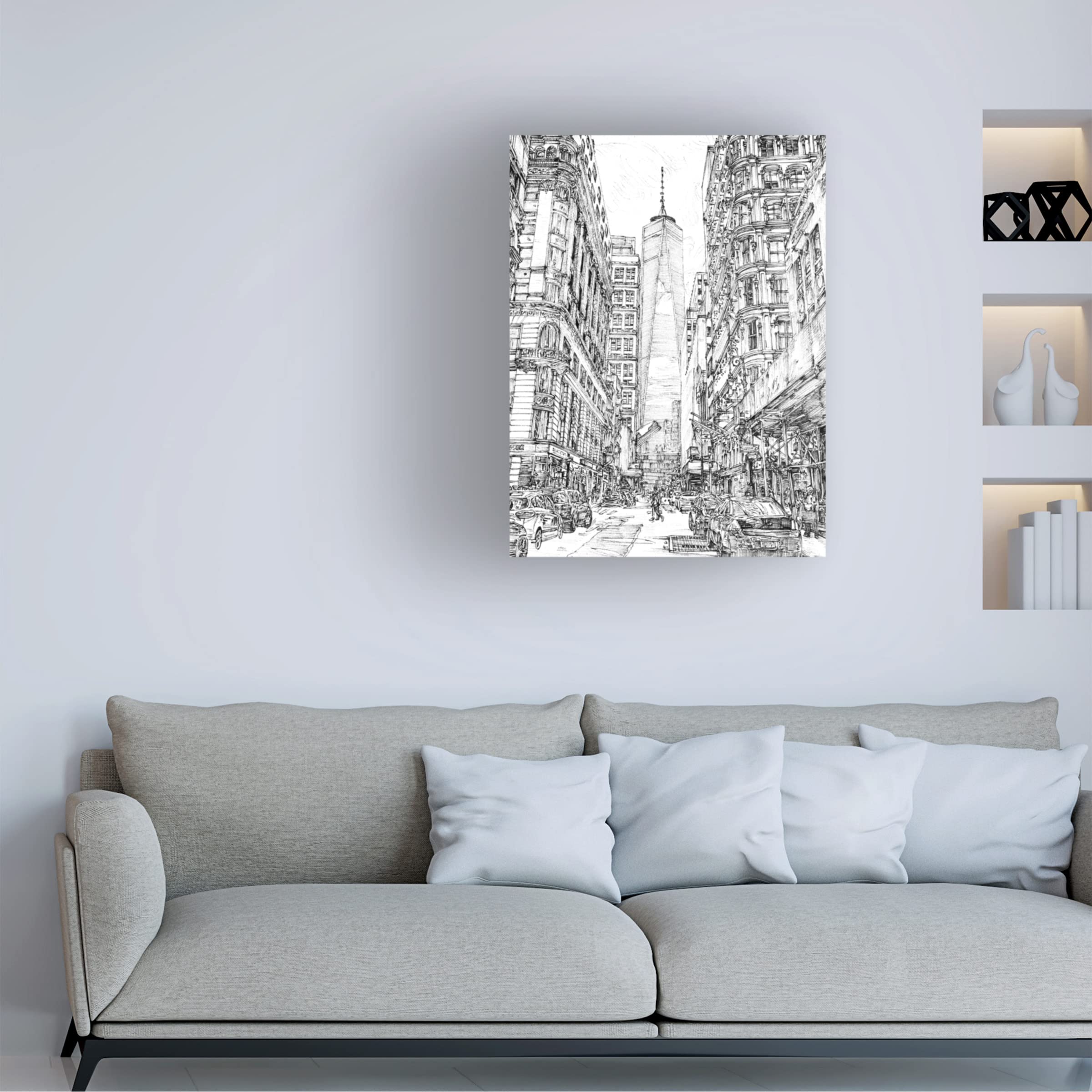Trademark Fine Art 'City In Black And White I' Canvas Wall Art Print by Melissa Wang - Modern Home Office Decor, Living Room & Bedroom Wall Decor