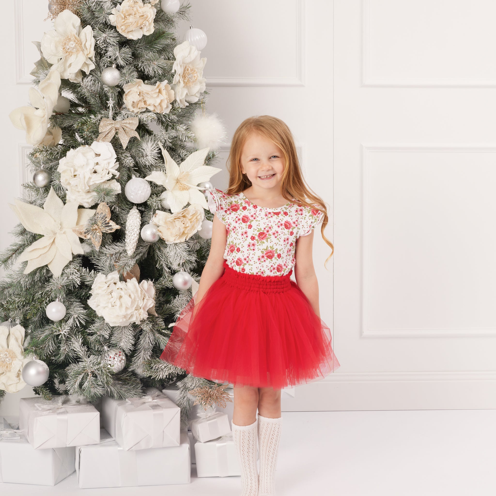 Red Tulle Tutu Skirt for Girls - Fluffy Ballet Dance Skirt for Toddler Princess Costume, Party Dress & Photo Shoot