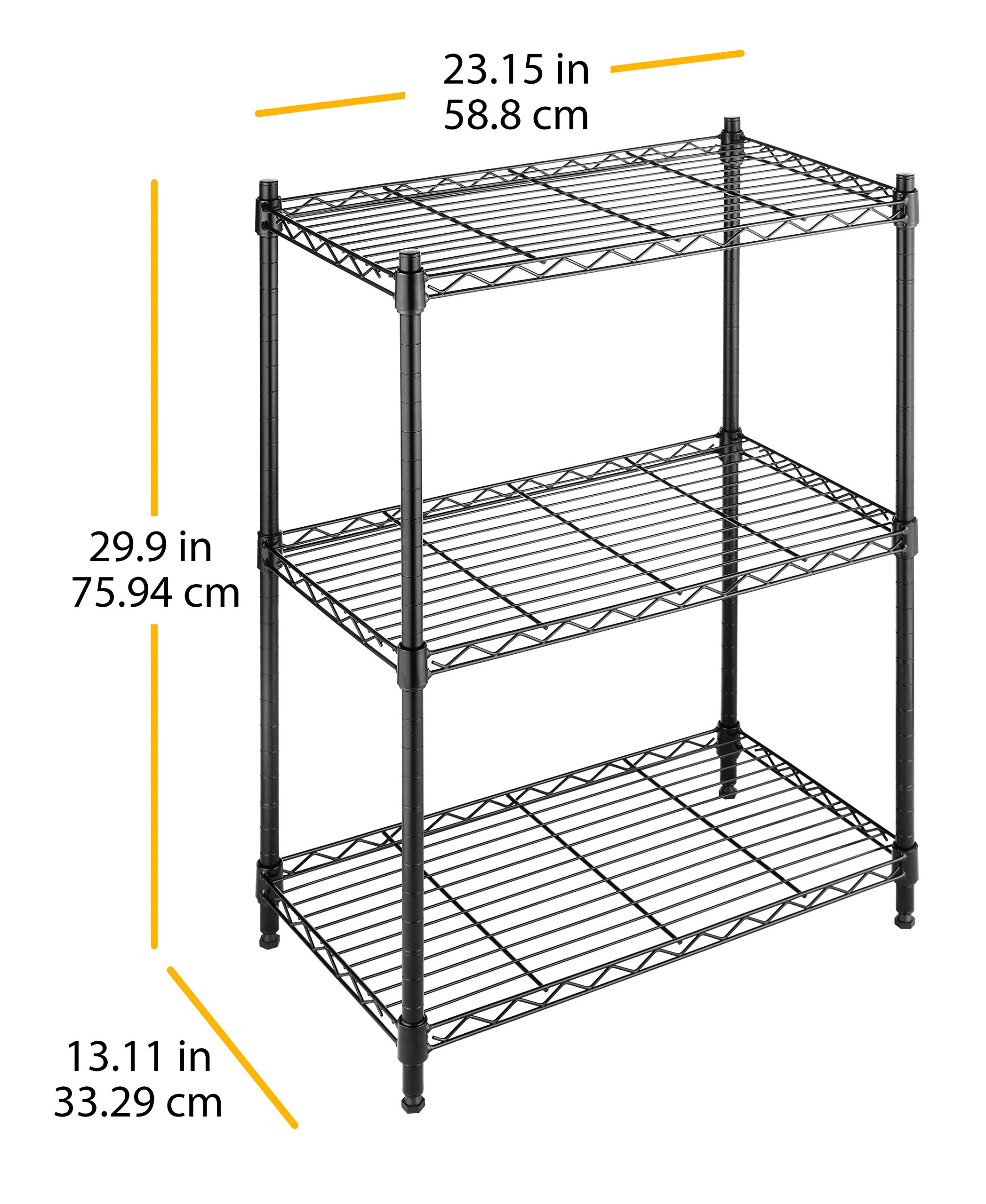 Whitmor 3-Tier Metal Wire Shelving Unit - Heavy Duty Storage Rack for Pantry, Kitchen, Garage & Plant Organization - Easy Assembly Space Saving Shelves for Home, Office & Commercial Use