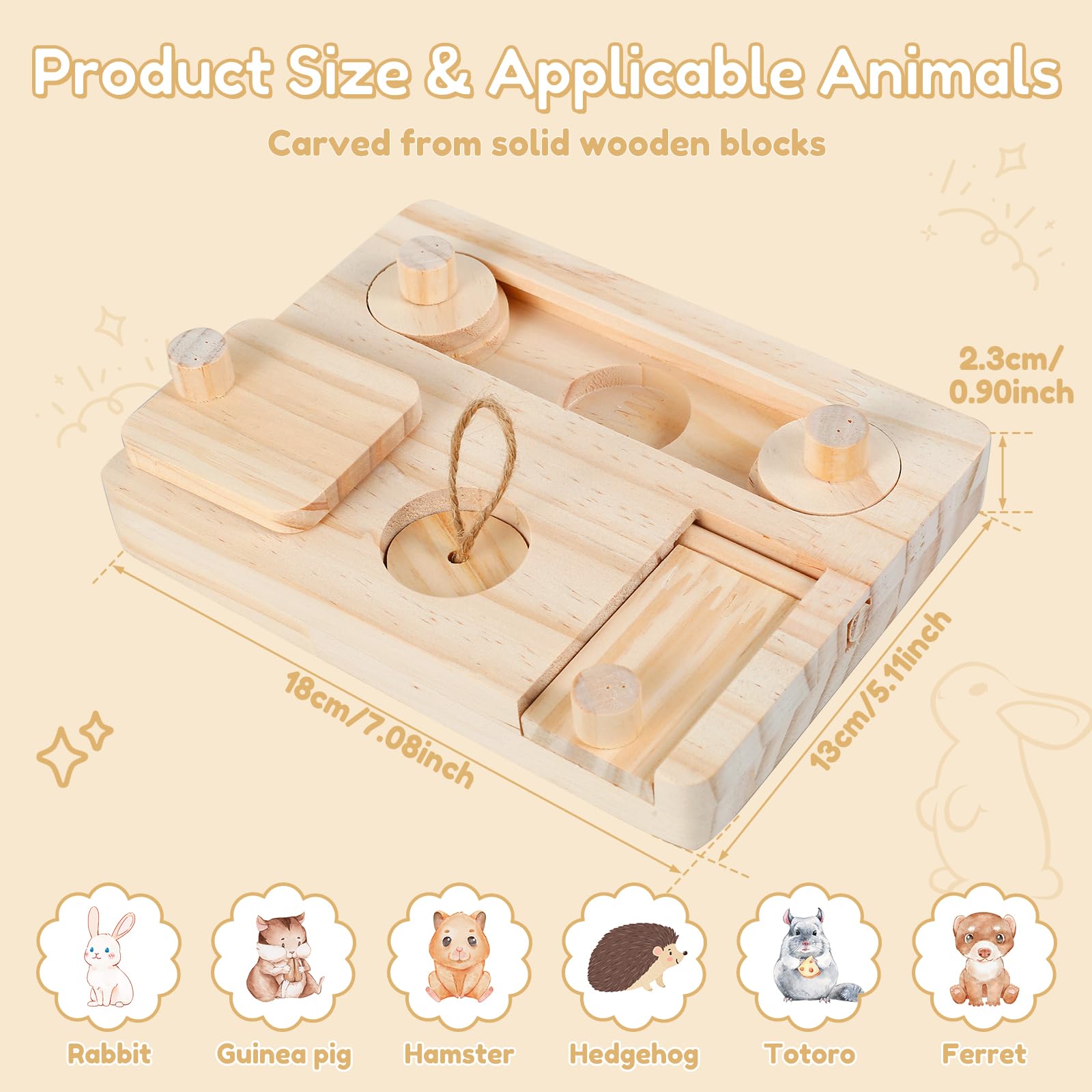 6 in 1 Wooden Small Animal Foraging Toy Set - Interactive Enrichment Toys for Hamsters, Guinea Pigs, Rabbits, Chinchillas & Gerbils - Perfect for Cage Play, Exercise & Mental Stimulation