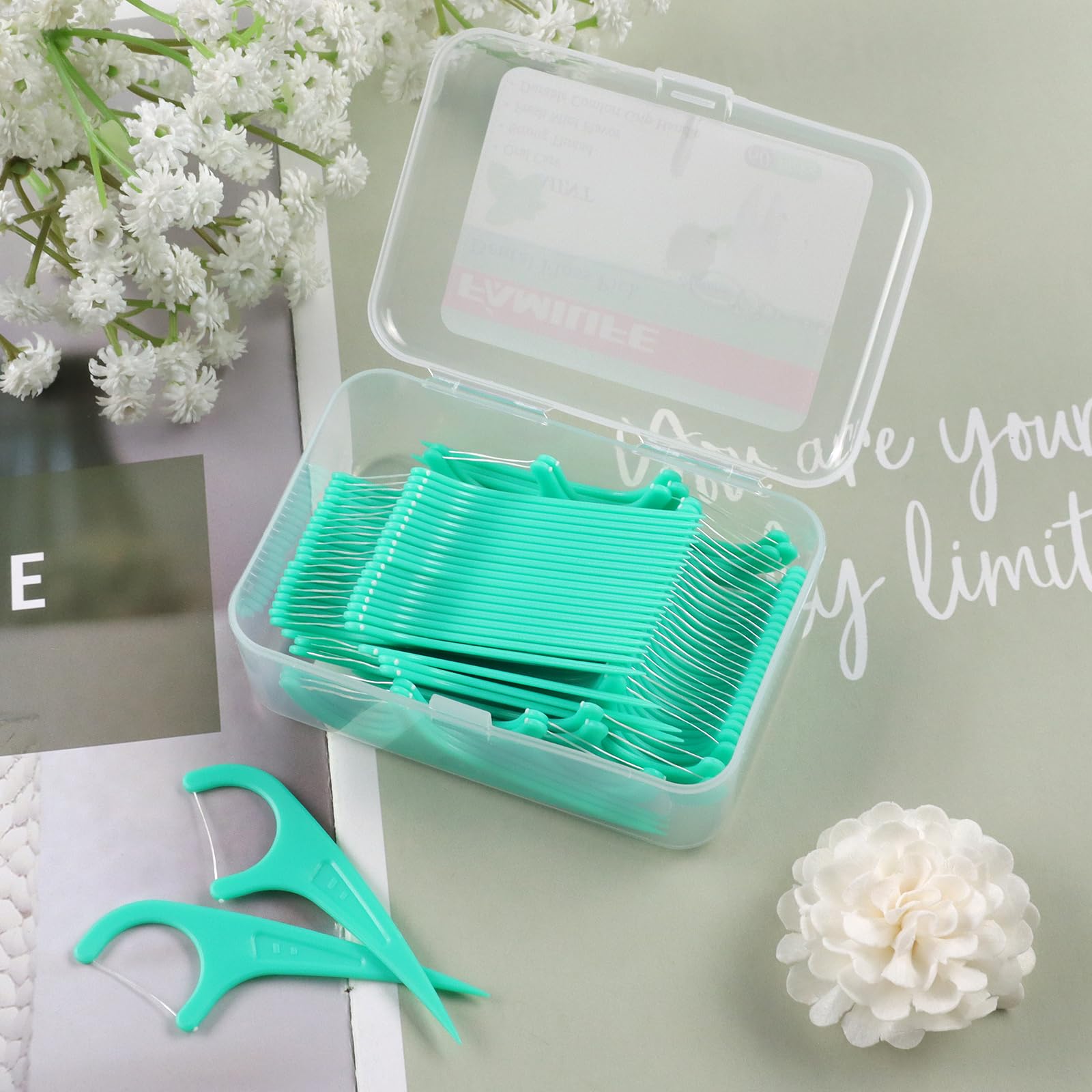 FAMILIFE Mint Dental Floss Picks 240 Count - Teeth Cleaning Flossers with 4 Travel Cases, Anti-Tooth Decay, Fresh Breath - Perfect for Family Oral Care at Home, Work & Travel