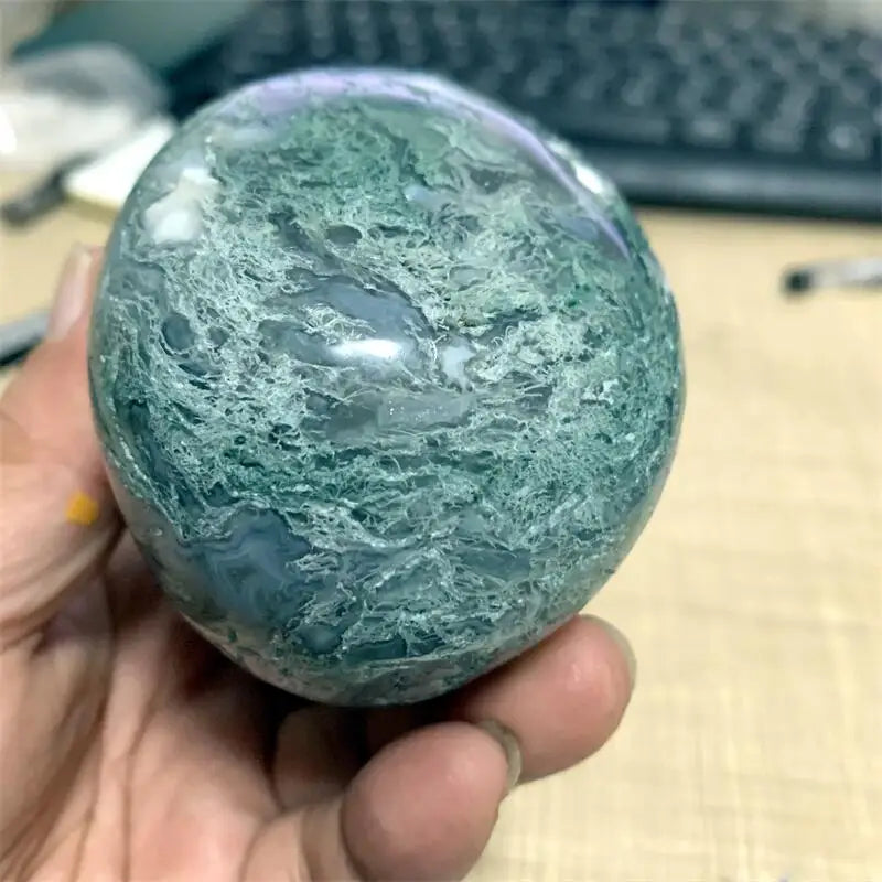Natural Moss Agate Skull Carving - Healing Crystal Gemstone Sculpture for Home Decor, Meditation & Spiritual Healing (1PC) | Perfect for Yoga Spaces, Altars & Gift Giving