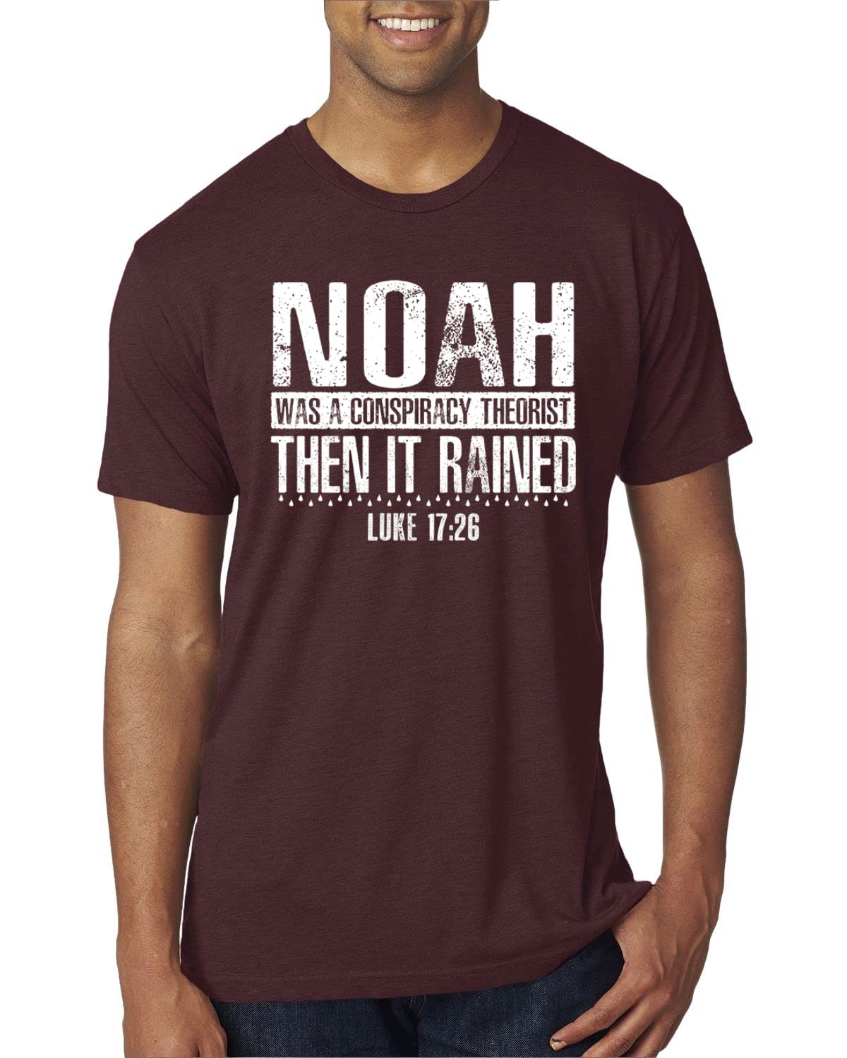 Noah Was A Conspiracy Theorist Christian Men's Premium Tri-Blend T-Shirt - Inspirational Faith Apparel for Church, Bible Study & Everyday Wear