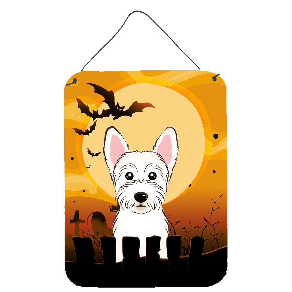 Halloween Westie Wall Decor - Aluminum Metal Sign for Kitchen, Bar, Bathroom & Front Door - 12x16 Multicolor Home Plaque - Perfect for Halloween Party Decorations & Seasonal Home Decor