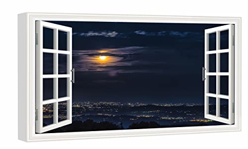 Moon Clouds Night City View