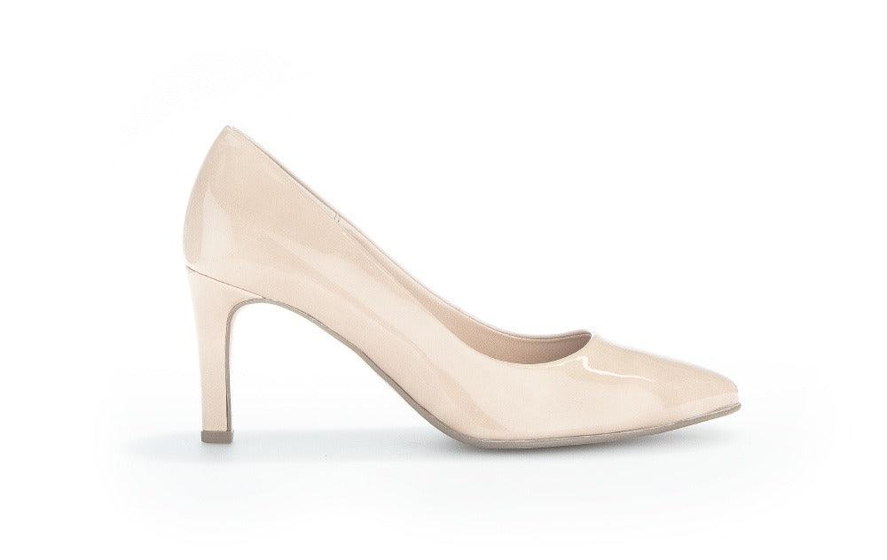 GABOR Women's Nude Patent Leather Pointed Toe Court Shoes - Elegant Heels for Office, Wedding & Formal Events