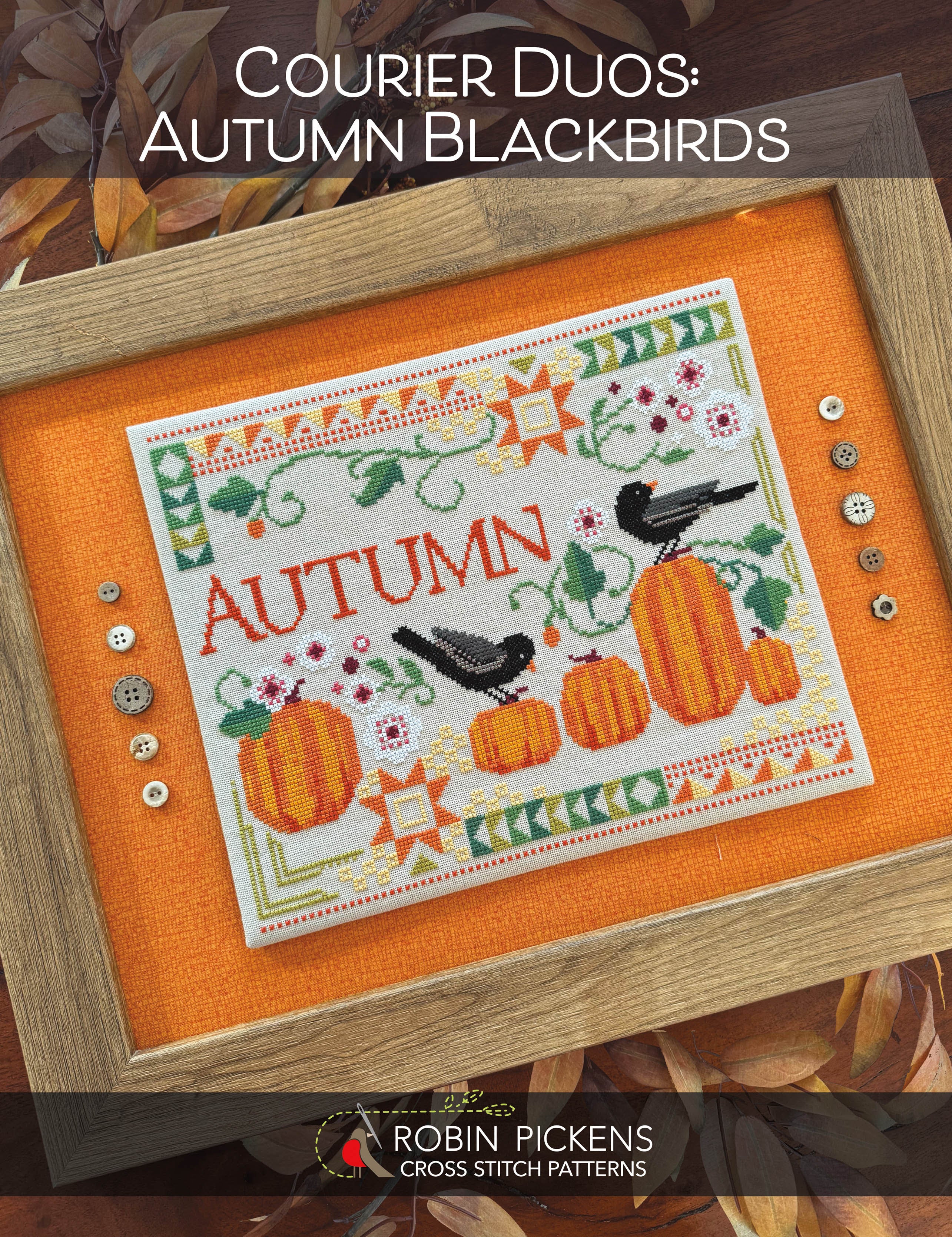 Courier Duos Cross Stitch Pattern - Autumn Blackbirds Embroidery Kit | DIY Handmade Home Decor for Fall Season | Perfect for Wall Art, Pillow Covers & Gift Giving