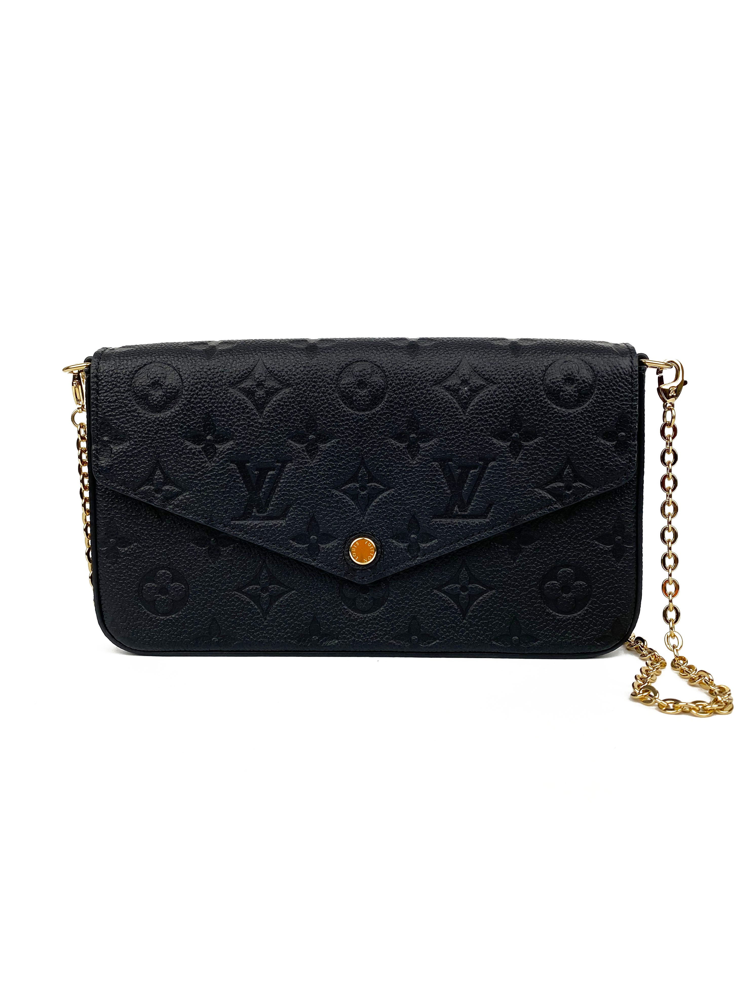 Authentic Louis Vuitton Black Felicie Pochette Crossbody Bag - Luxury Leather Wallet on Chain for Women, Perfect for Evening Events & Daily Use