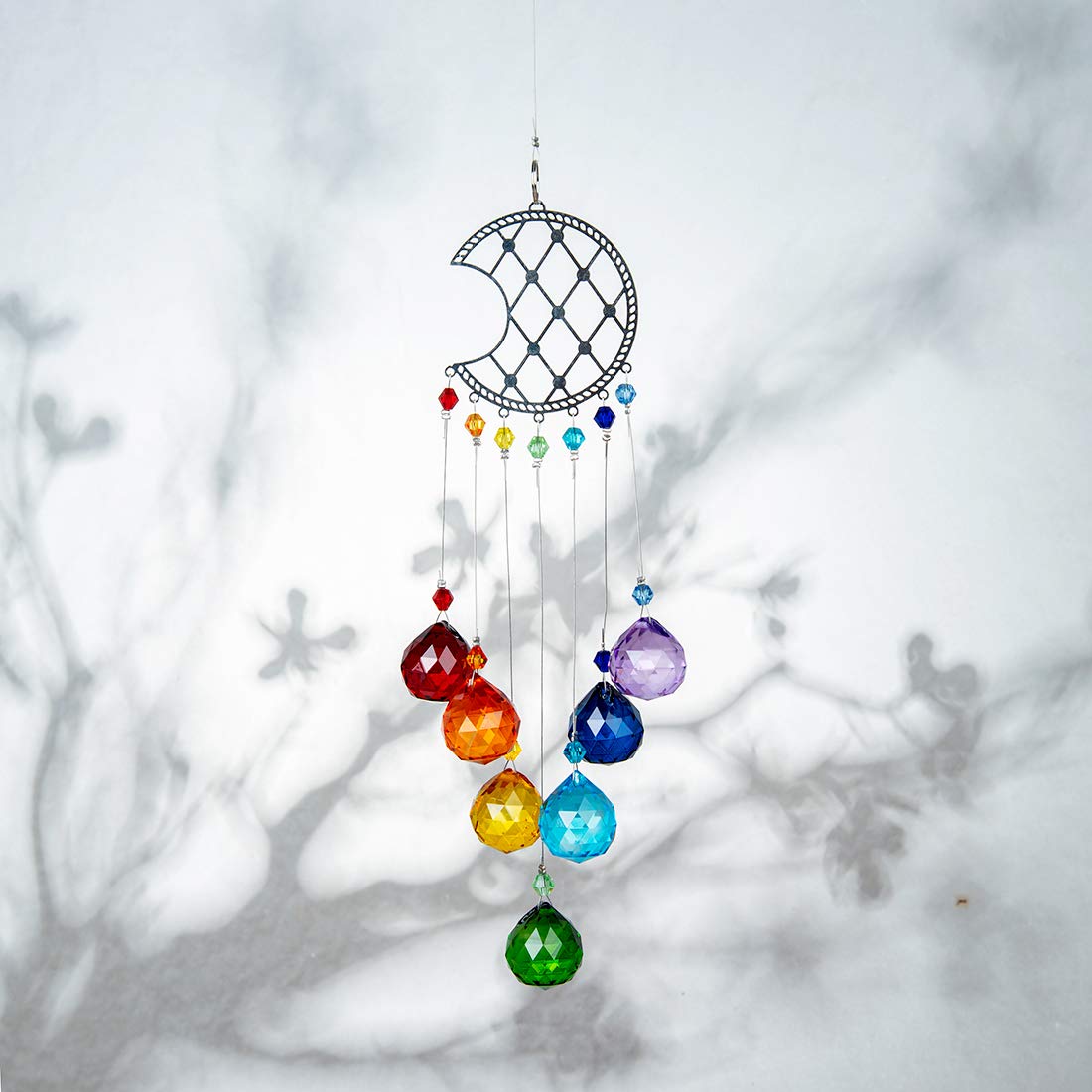 Moon Chakra Crystal Ball Suncatcher - Rainbow Maker for Windows, Home & Garden Decor - Perfect for Wedding, Meditation & Spiritual Healing Spaces