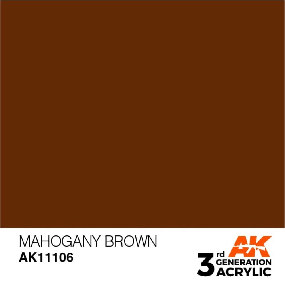 AK Interactive AK11106 Mahogany Brown Acrylic Paint - 17ml Bottle (3rd Gen) for Model Kits, Miniatures & DIY Crafts - Premium Hobby Paint for Airbrush & Hand Brushing