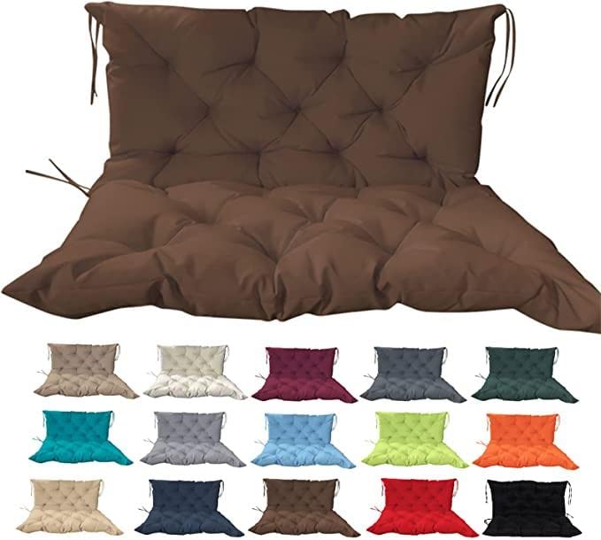Waterproof Outdoor Porch Swing Cushions with Backrest - 60x40 Inch Overstuffed Bench Cushion for 2-3 Seater, Washable Replacement Pads for Garden, Patio & Deck Furniture (Coffee Brown) - Perfect for Relaxing on Your Porch, Backyard or Outdoor Swing