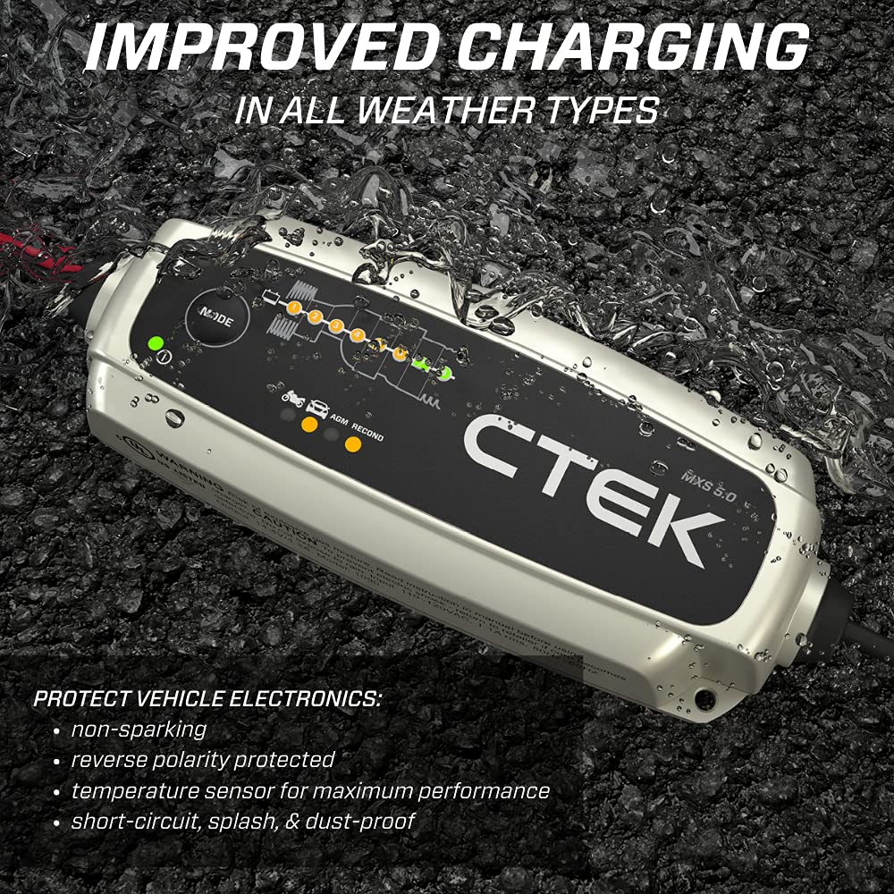 CTEK (40-255) CT5 Time To Go 12V Battery Charger & Maintainer - 12 Volt Car Battery Charger with Accessories for Automotive, Motorcycle, Boat & RV - Perfect for Winter Storage & Long-Term Maintenance