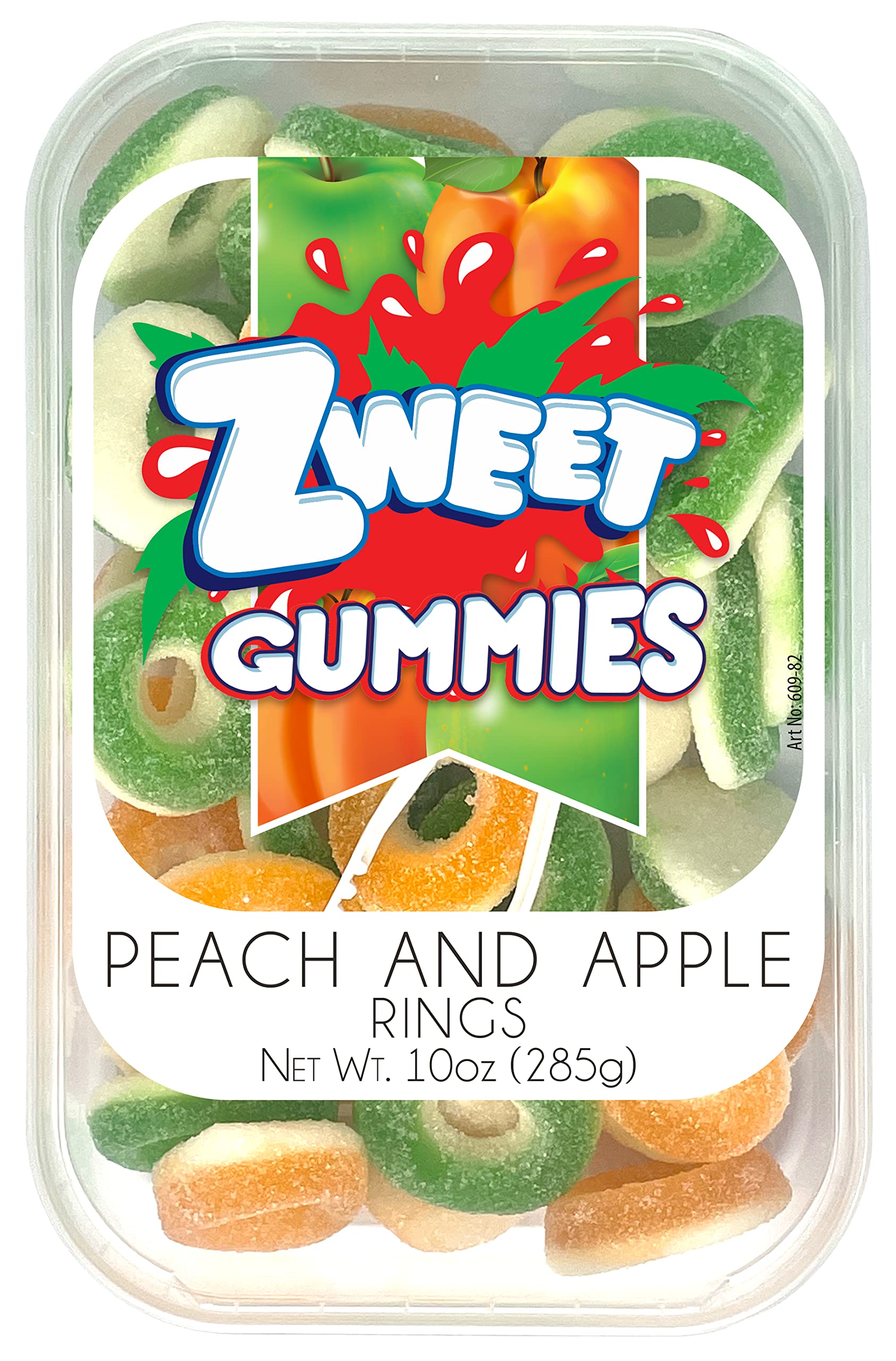 Peach & Apple Gummy Rings 10oz - Kosher Halal Candy for Snacking & Parties