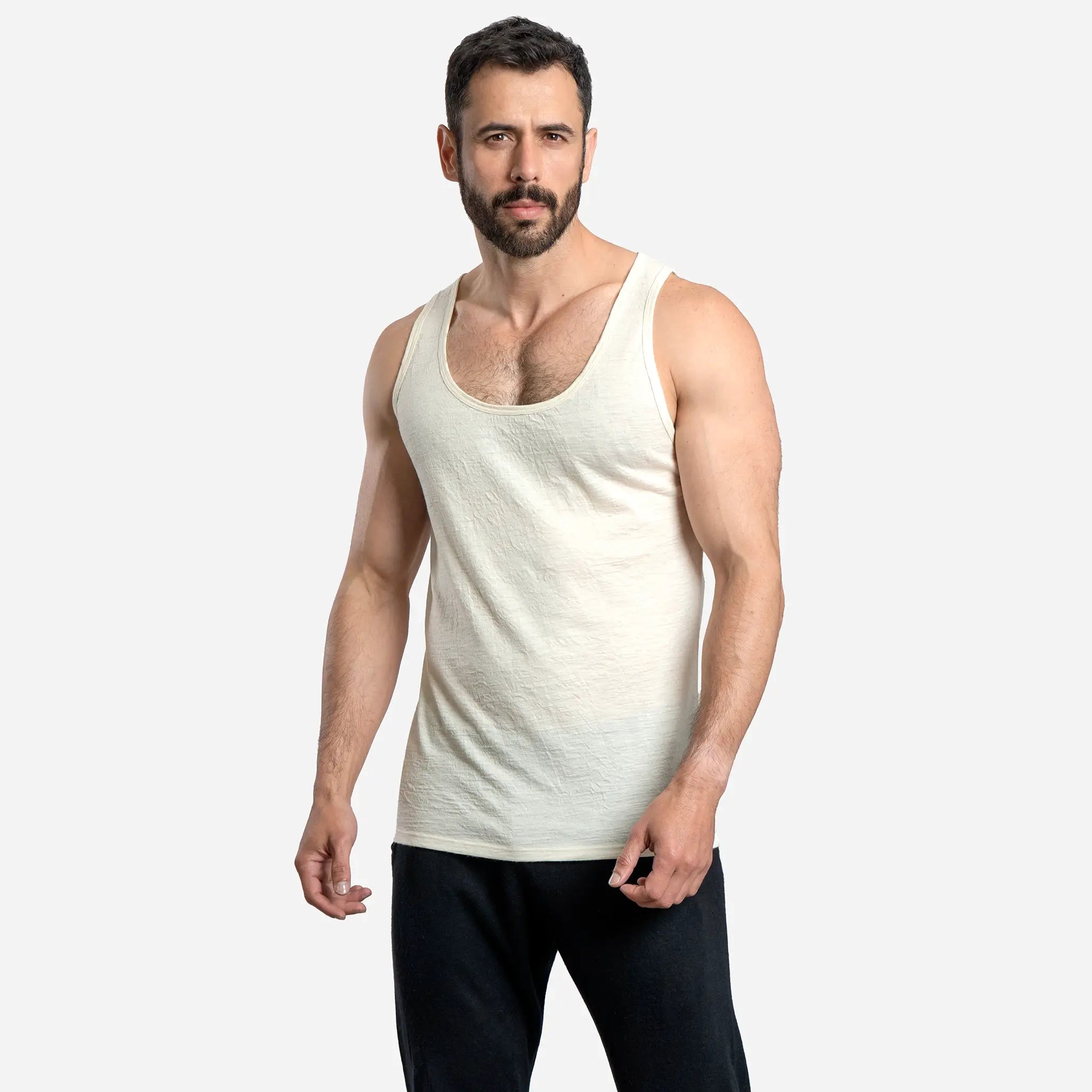 Men's Alpaca Wool Tank Top - Ultra Lightweight 110g Summer Wear for Hiking & Travel