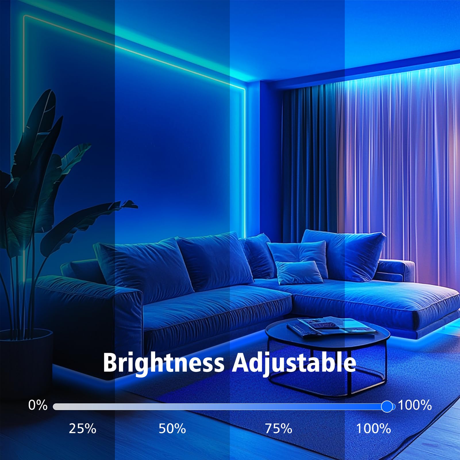 Battery Operated LED Strip Lights - 9.8ft 90 LEDs with Remote, Timer & Dimmable - Waterproof Flexible Light Strips for Indoor Outdoor Use - Perfect for TV Backlight, Bedroom, Kitchen, Boat Decor (Blue)