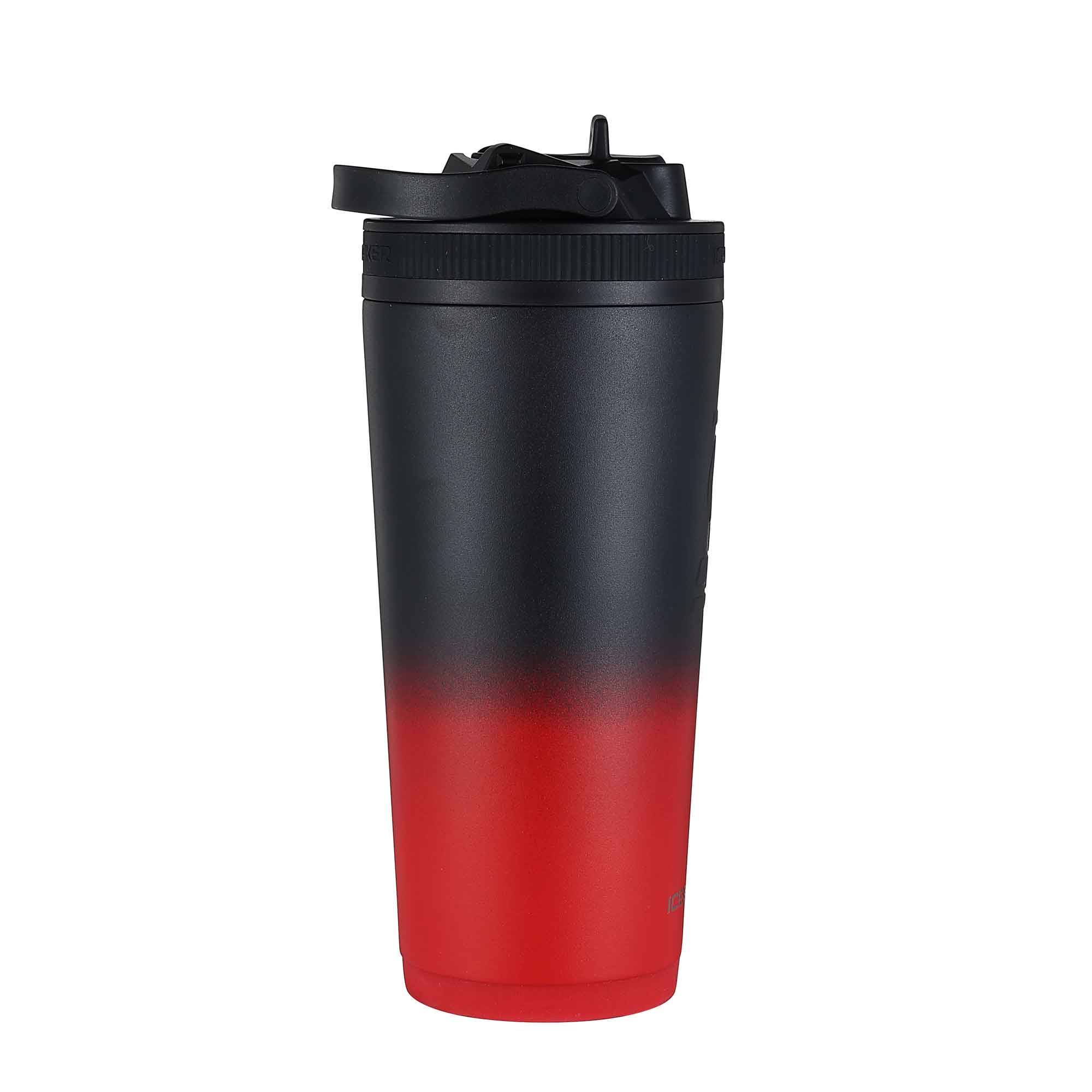 26oz Sport Water Bottle with Straw - Red Black Ombre Gradient Leakproof Design for Gym, Hiking & Outdoor Activities