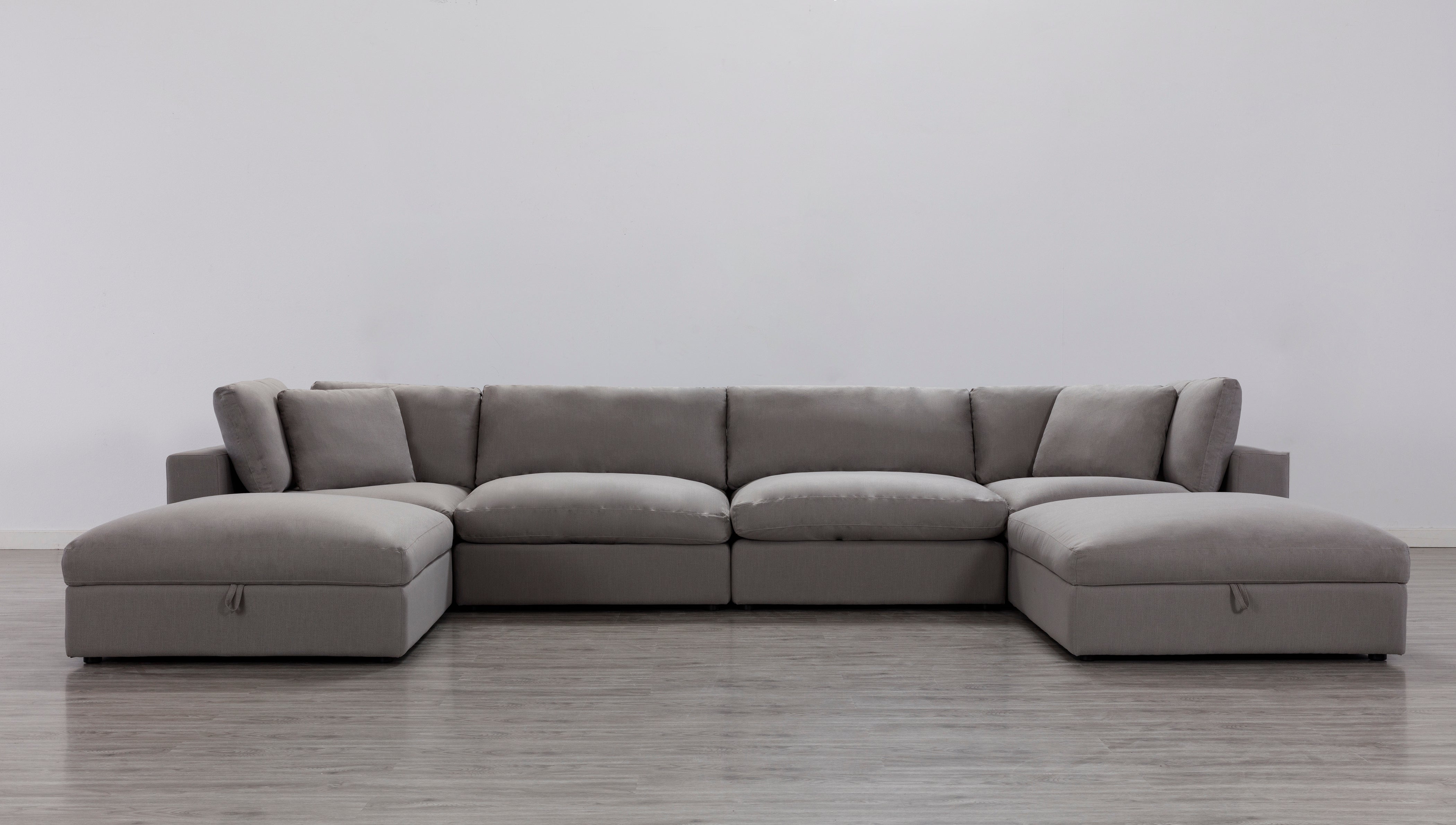 Rivas Contemporary Feather Fill 5-Piece Modular Sectional Sofa with 2 Ottomans in Graphite - Perfect for Living Room, Lounge & Family Room Comfort