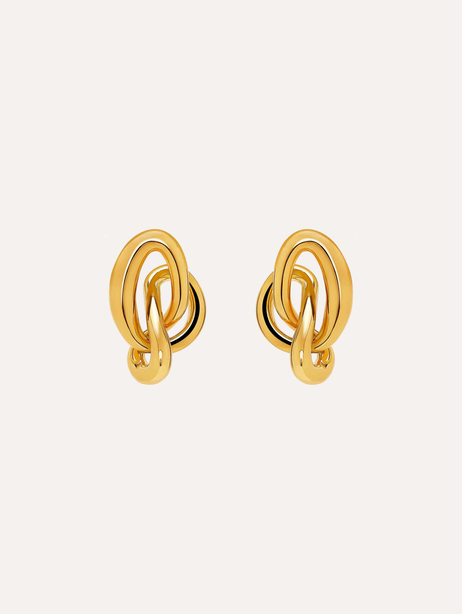 O Knot Earrings P25J906 Gold - Elegant Dangle Hoop Earrings for Women, Perfect for Parties, Weddings & Everyday Wear