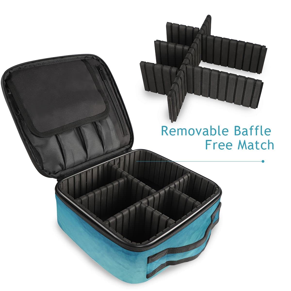GAIREG Teal and Black Makeup Organizer Case - Travel Cosmetic Storage Box for Makeup Brushes, Lipsticks & Beauty Tools | Perfect for Travel, Home Vanity & Salon Use