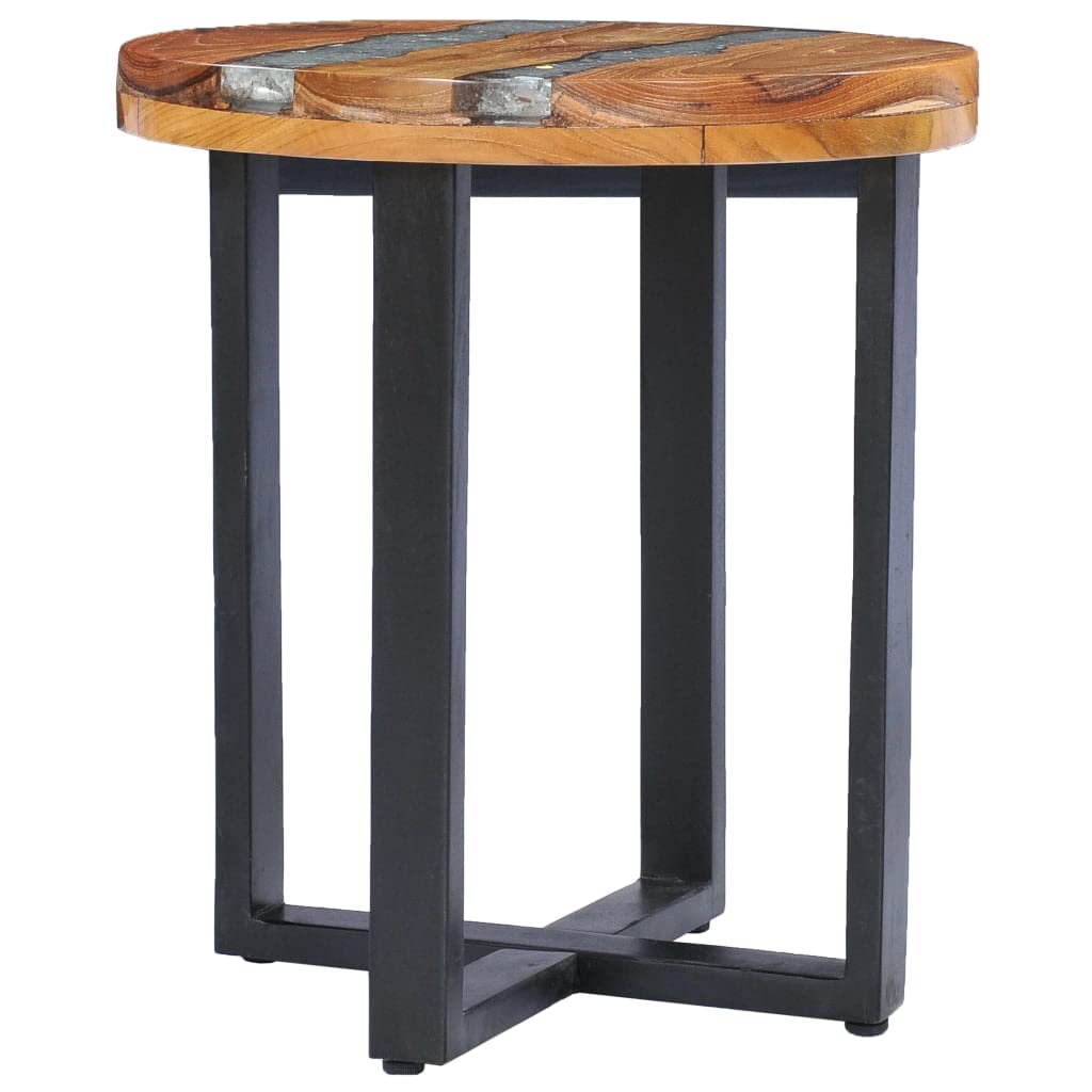 Handmade Solid Teak Wood Coffee Table with Polyresin - 15.7