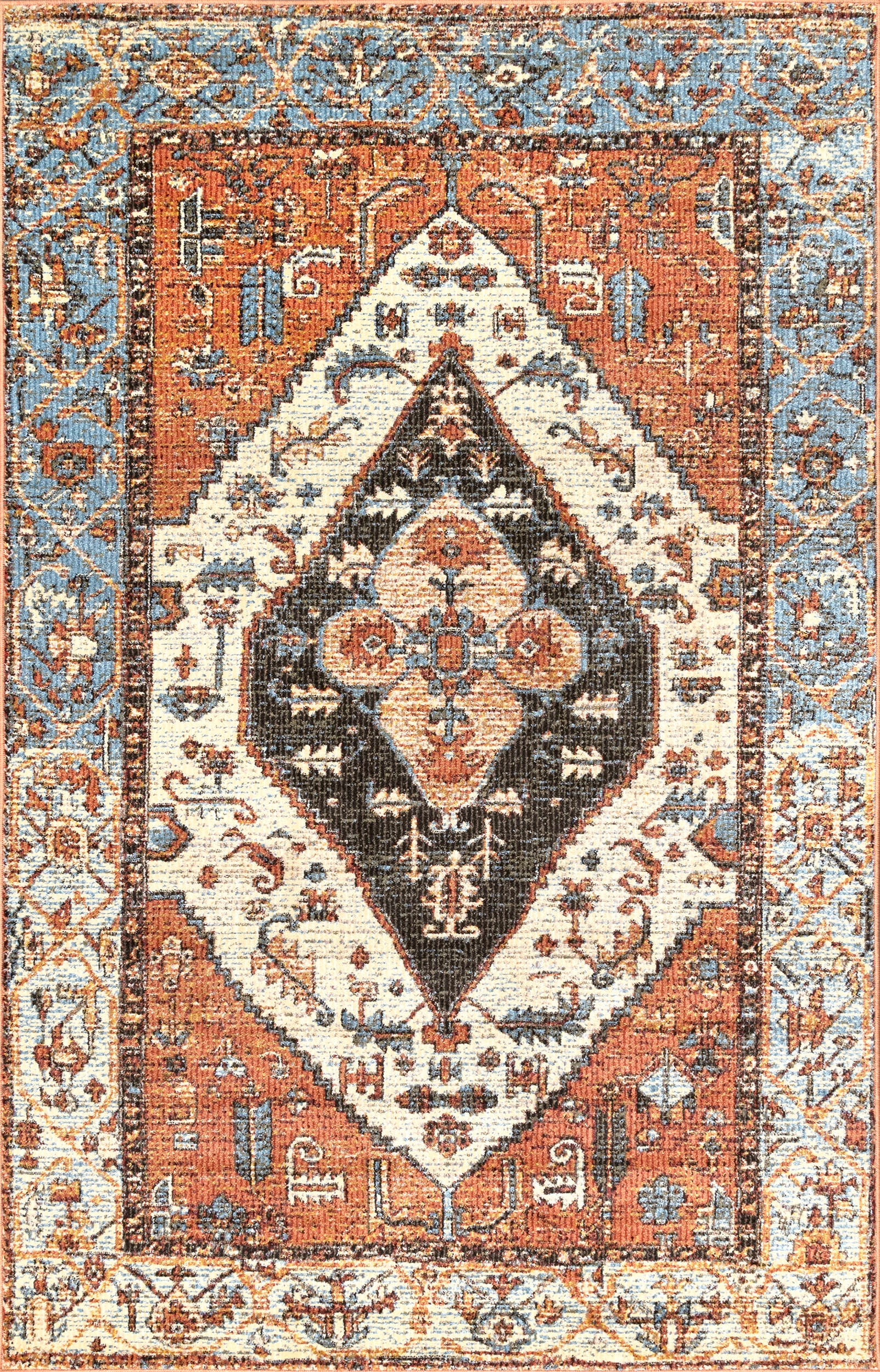 Vintage Medallion Area Rug in Orange - Boho Chic Home Decor for Living Room, Bedroom, or Office