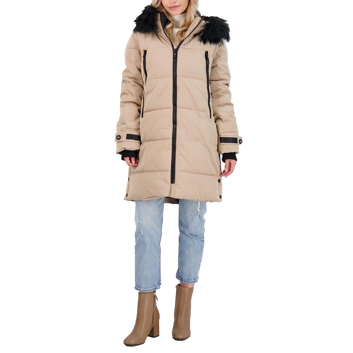 Steve Madden Women's Long Puffer Coat - Winter Warm Down Jacket with Hood, Waterproof Outerwear for Cold Weather | Perfect for Snow Days, Commuting & Outdoor Activities