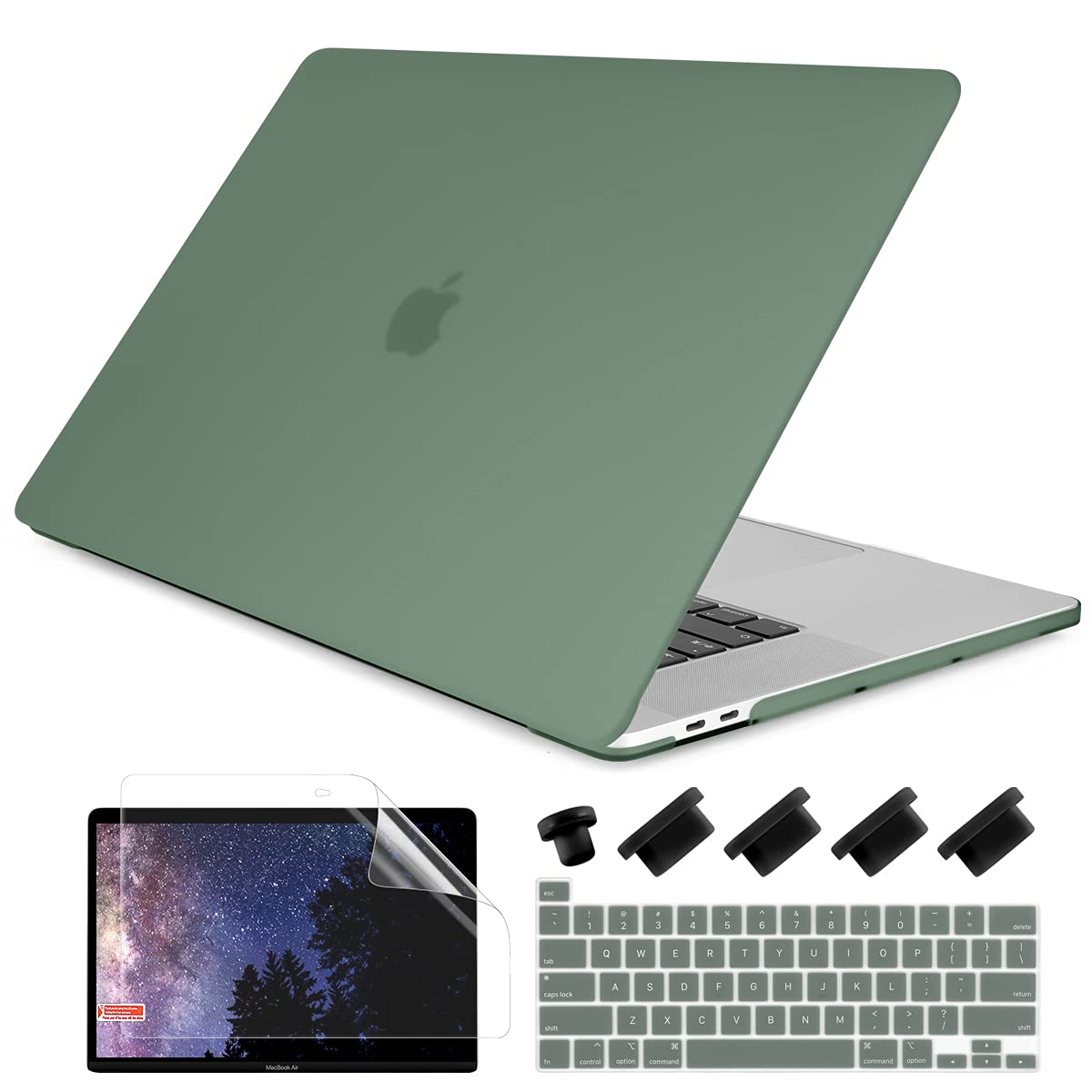 DONGKE Matte Plastic Hard Shell Case & Keyboard Cover Compatible with MacBook Pro 16 inch (2020/2019 A2141) - Fits Retina Display & Touch Bar with Touch ID, Midnight Green - Perfect for Work, Travel & Home Office Protection