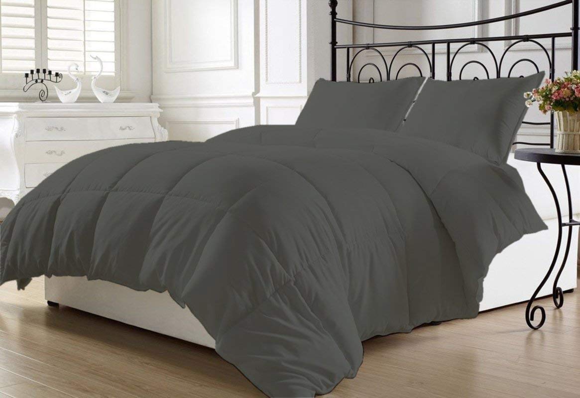 8-Piece Super Soft Quilted Goose Down Comforter Set - 300 GSM, 500 Thread Count with Duvet Cover & 100% Egyptian Cotton Sheets (California King, Grey) | Luxury Bedding for Master Bedroom, Guest Room & Winter Warmth