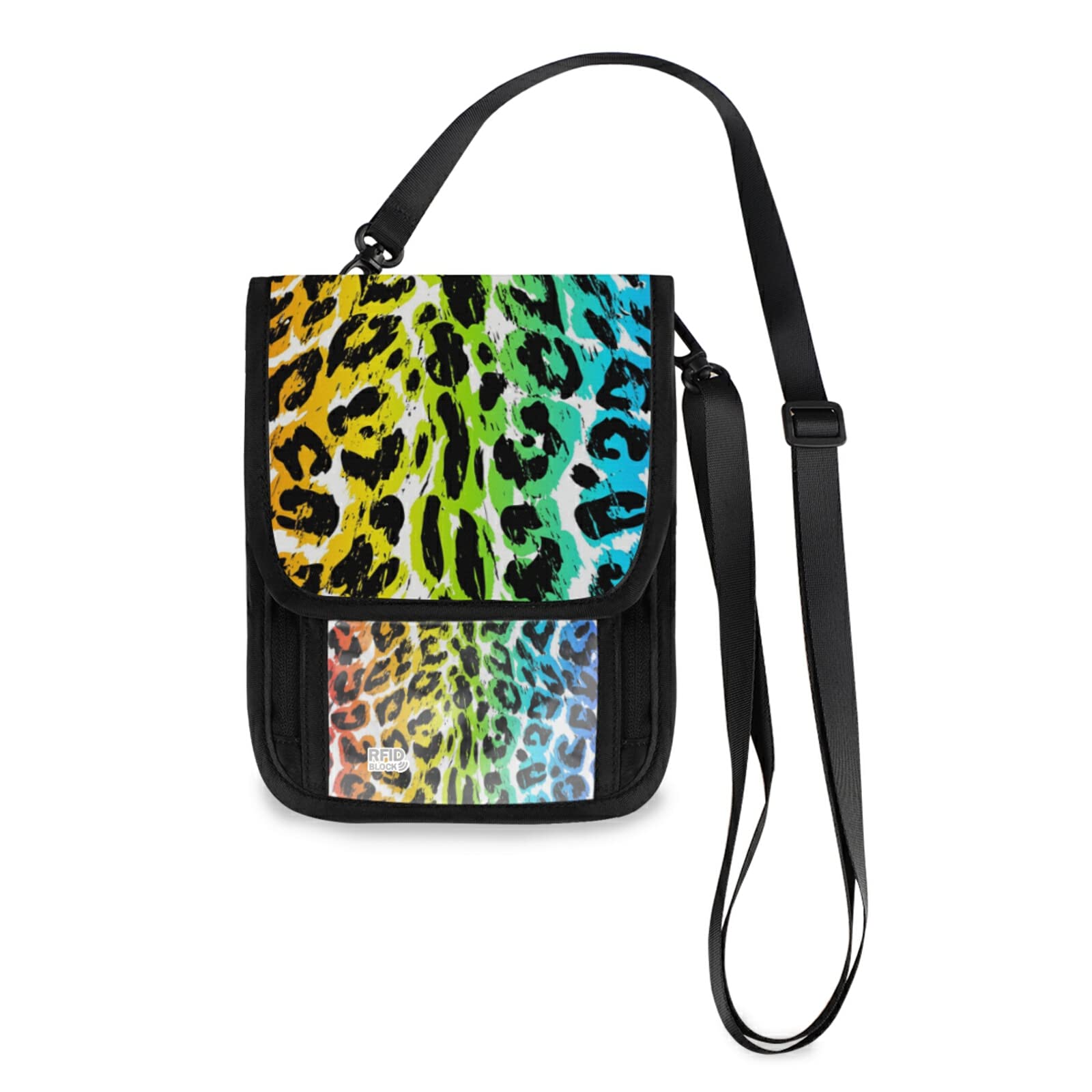 Rainbow Leopard Crossbody Bag for Women - Travel Wallet & Phone Pouch for Outings