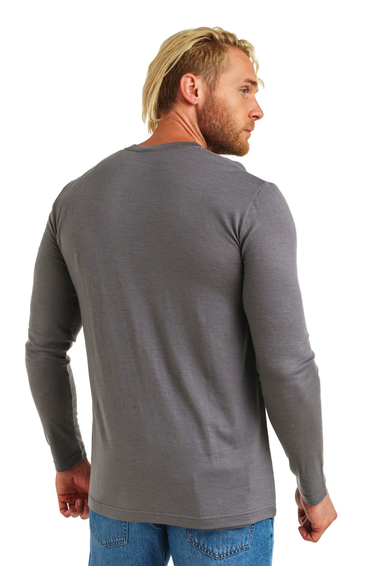Premium Men's Merino Wool Long Sleeve Base Layer Shirt - 165 Perfect Grey with Bonus Socks - Ideal for Hiking, Skiing & Winter Outdoor Activities